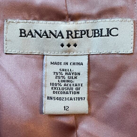 Y2K Silk Velvet Peplum Top Banana Republic 12 Pink Coquette Puff Short Sleeves - Picture 7 of 7